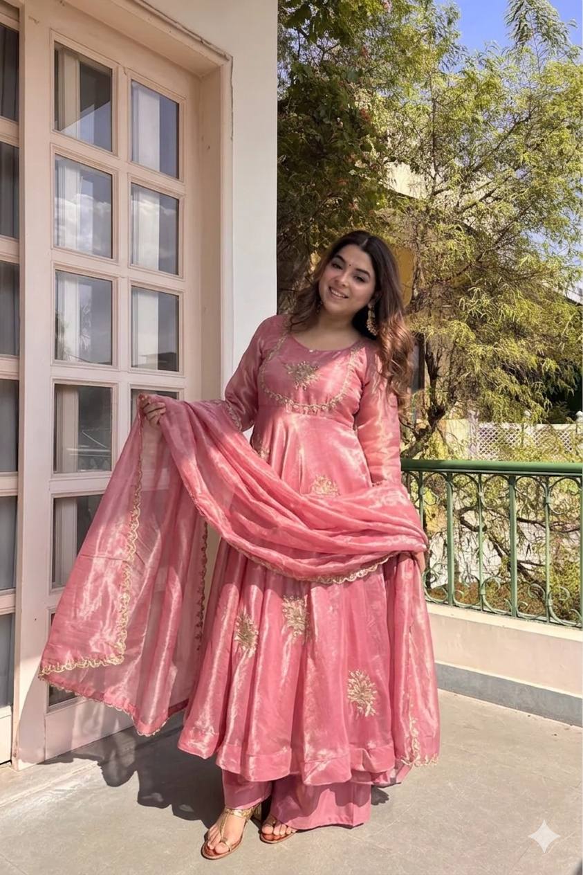 Fendi Satin Sequin Anarkali Set