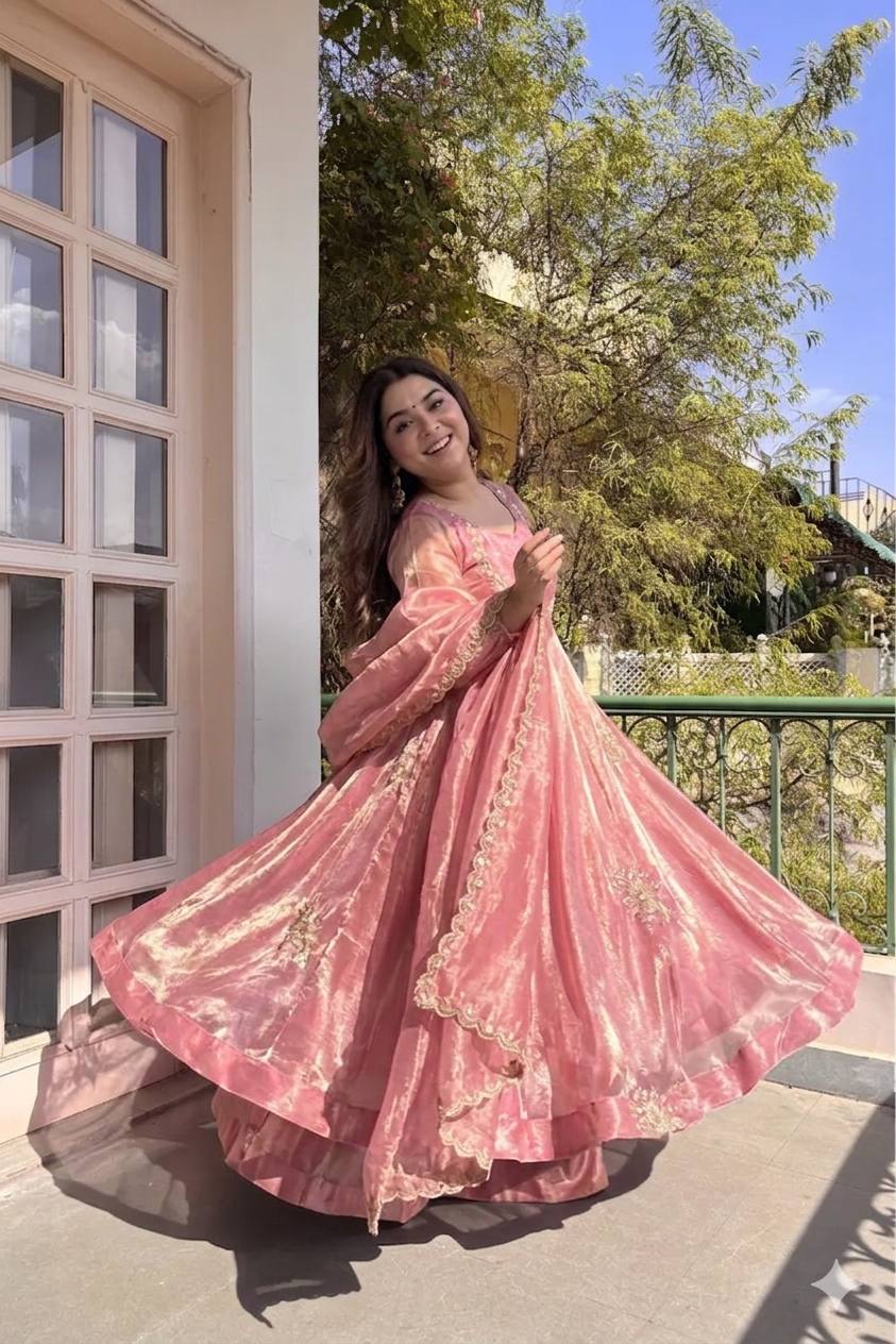 Fendi Satin Sequin Anarkali Set