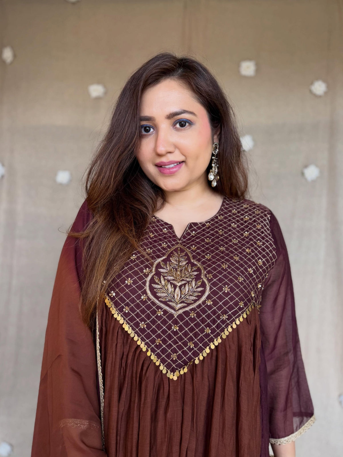 Emerald Teal Ombre Mal Chanderi Anarkali Set