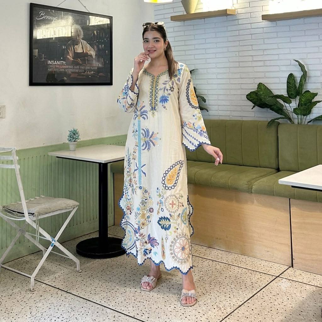 Mirror Work Pakistani Kurti Set