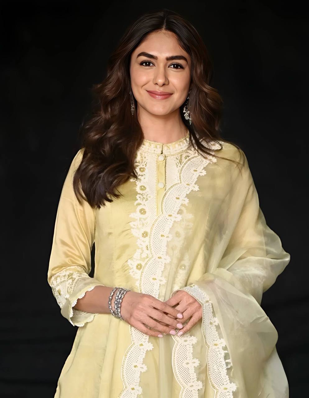 Pistachio Bloom Lace Embroidered Suit Set