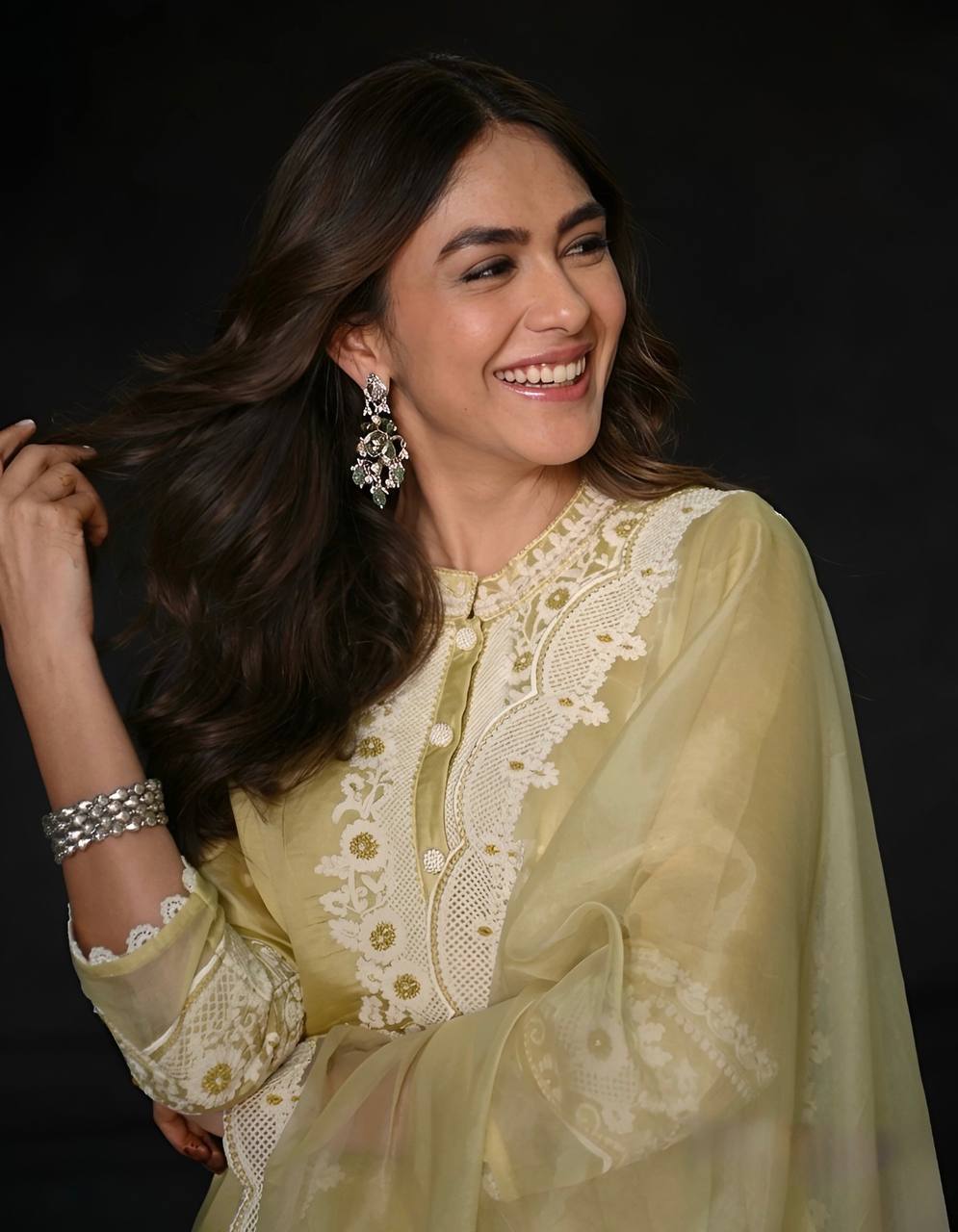 Pistachio Bloom Lace Embroidered Suit Set