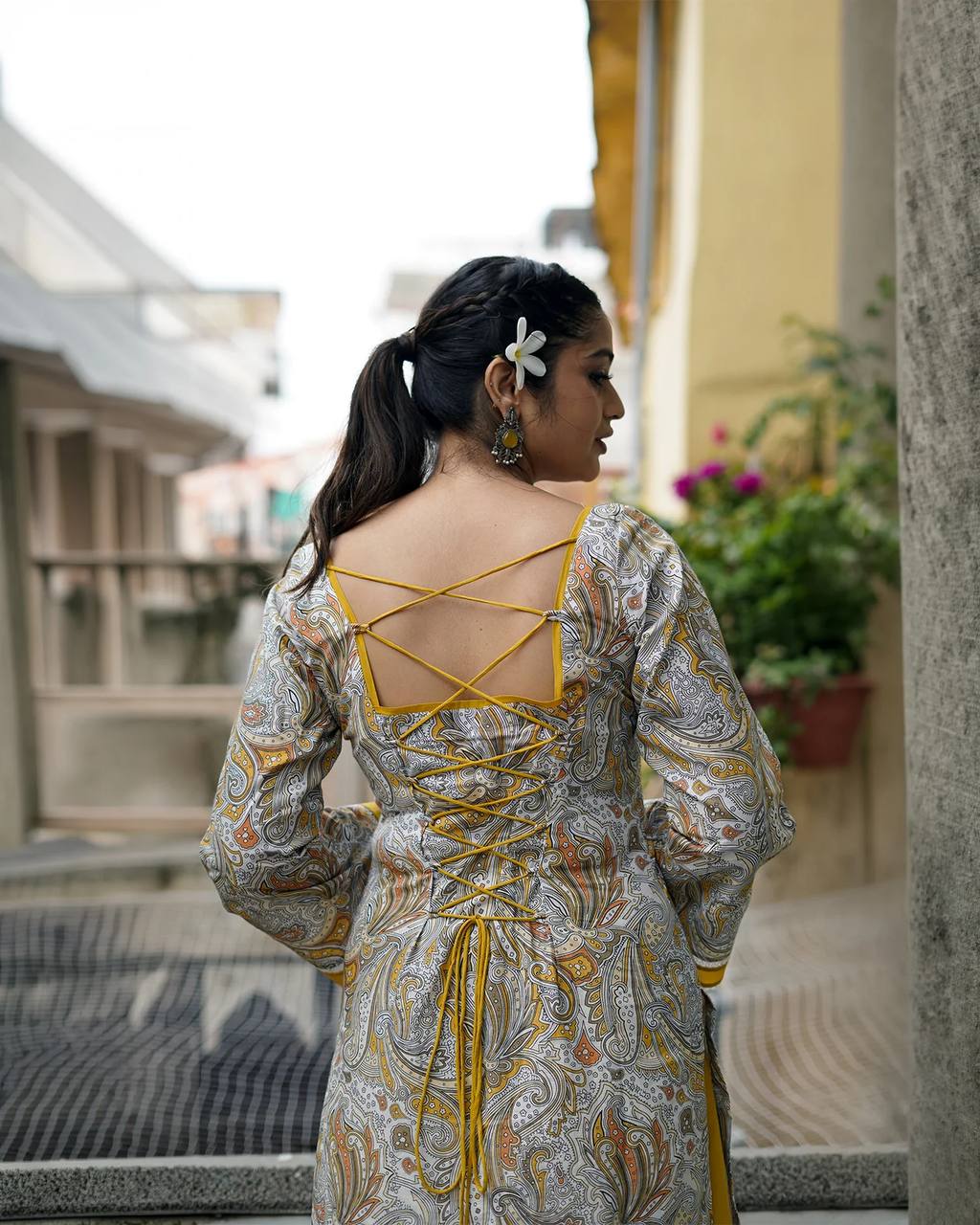 Mustard Natural Crepe Farshi Set