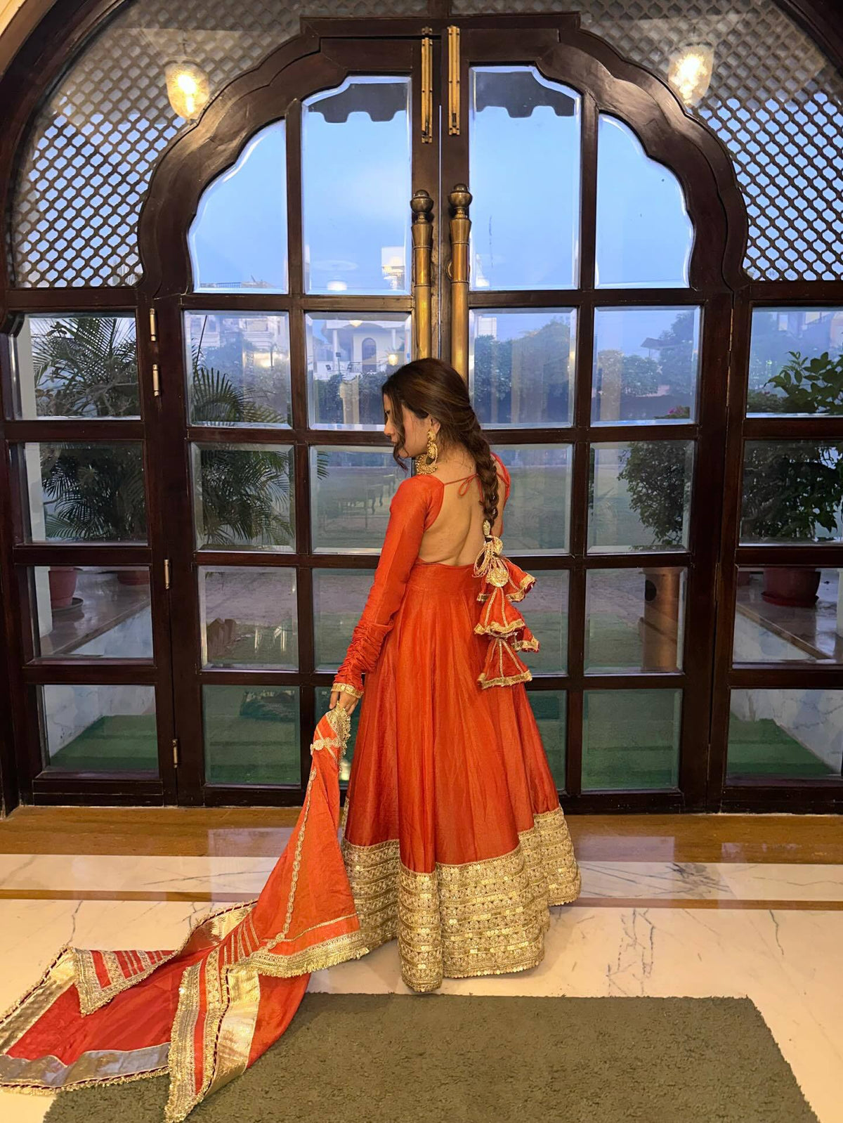 Chinon Silk Anarkali Gown Set