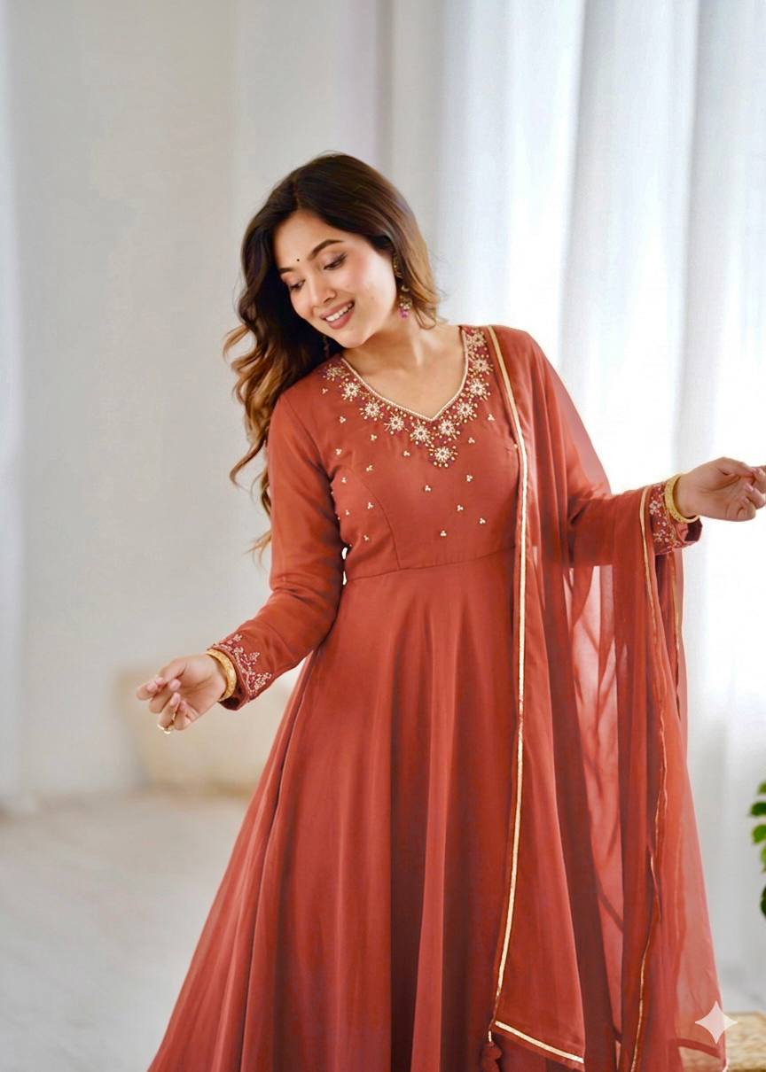 Fox Georgette Handwork Anarkali Set