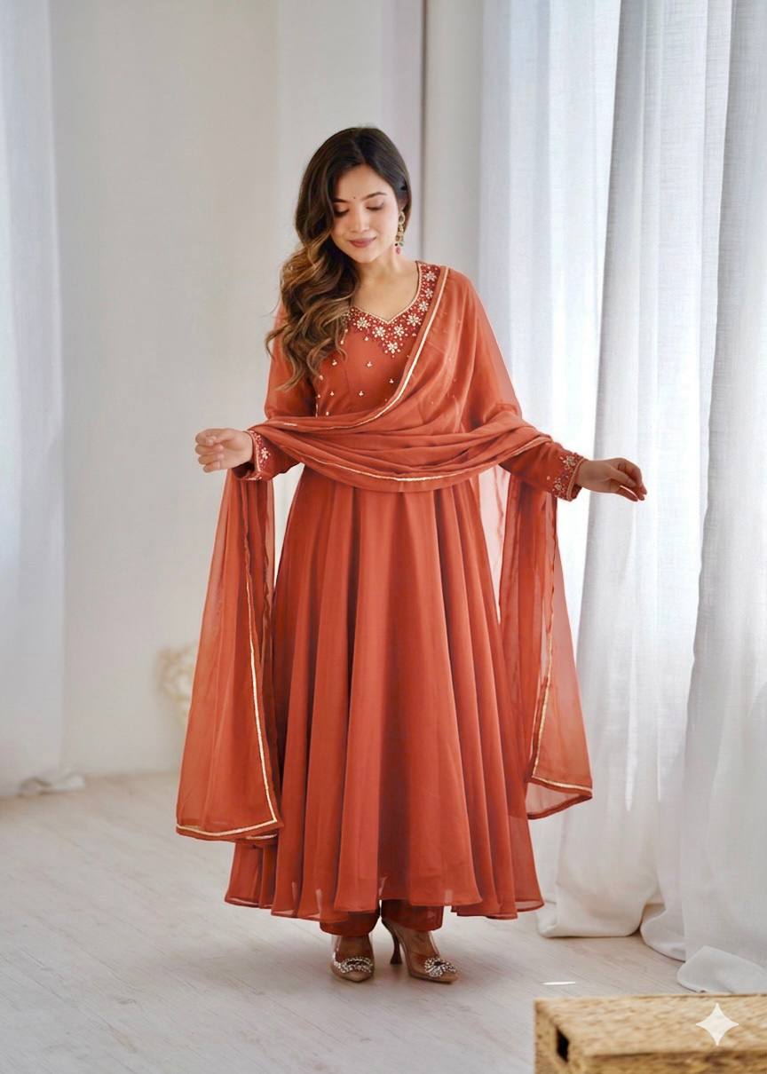 Fox Georgette Handwork Anarkali Set