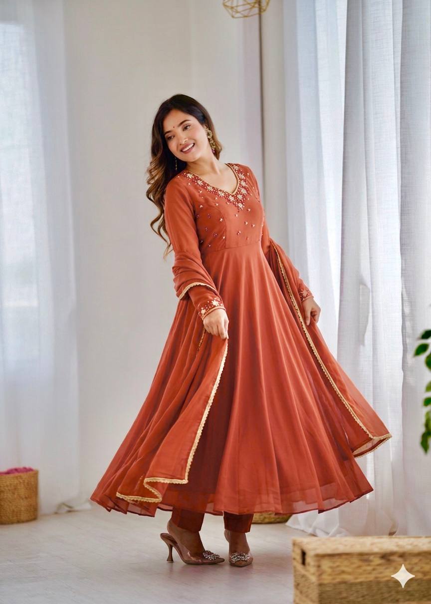 Fox Georgette Handwork Anarkali Set