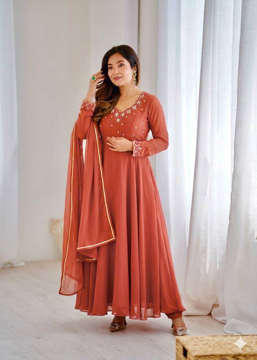 Fox Georgette Handwork Anarkali Set
