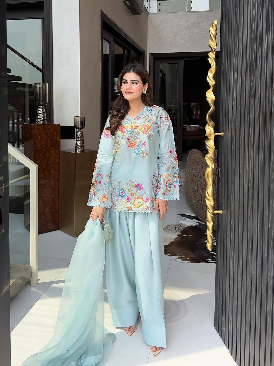 Crape Silk Farsi Salwar Set