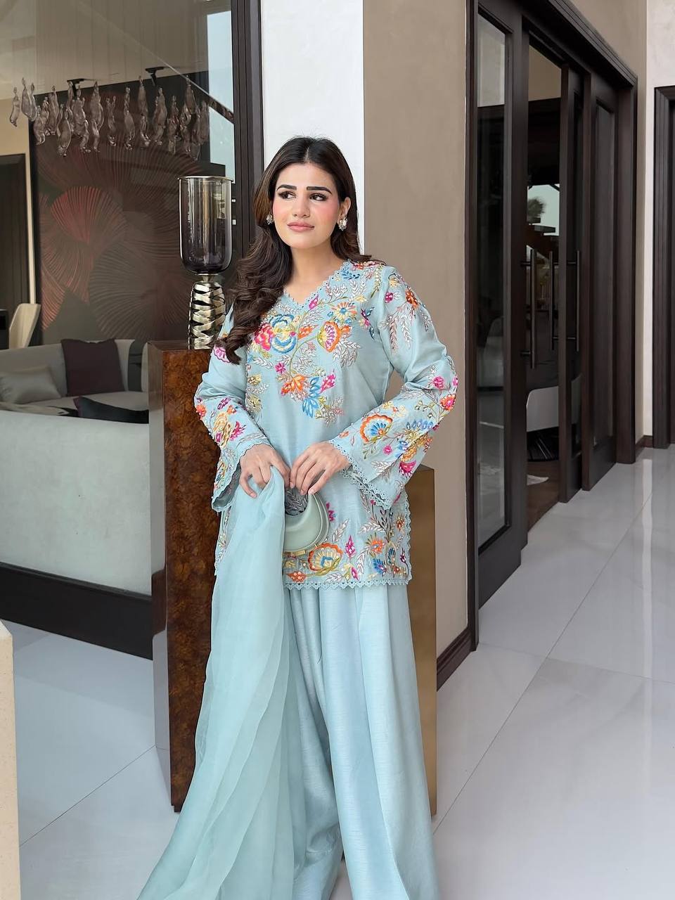 Crape Silk Farsi Salwar Set