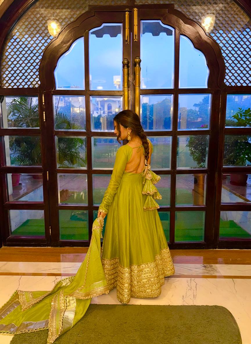 Chinon Silk Anarkali Gown Set