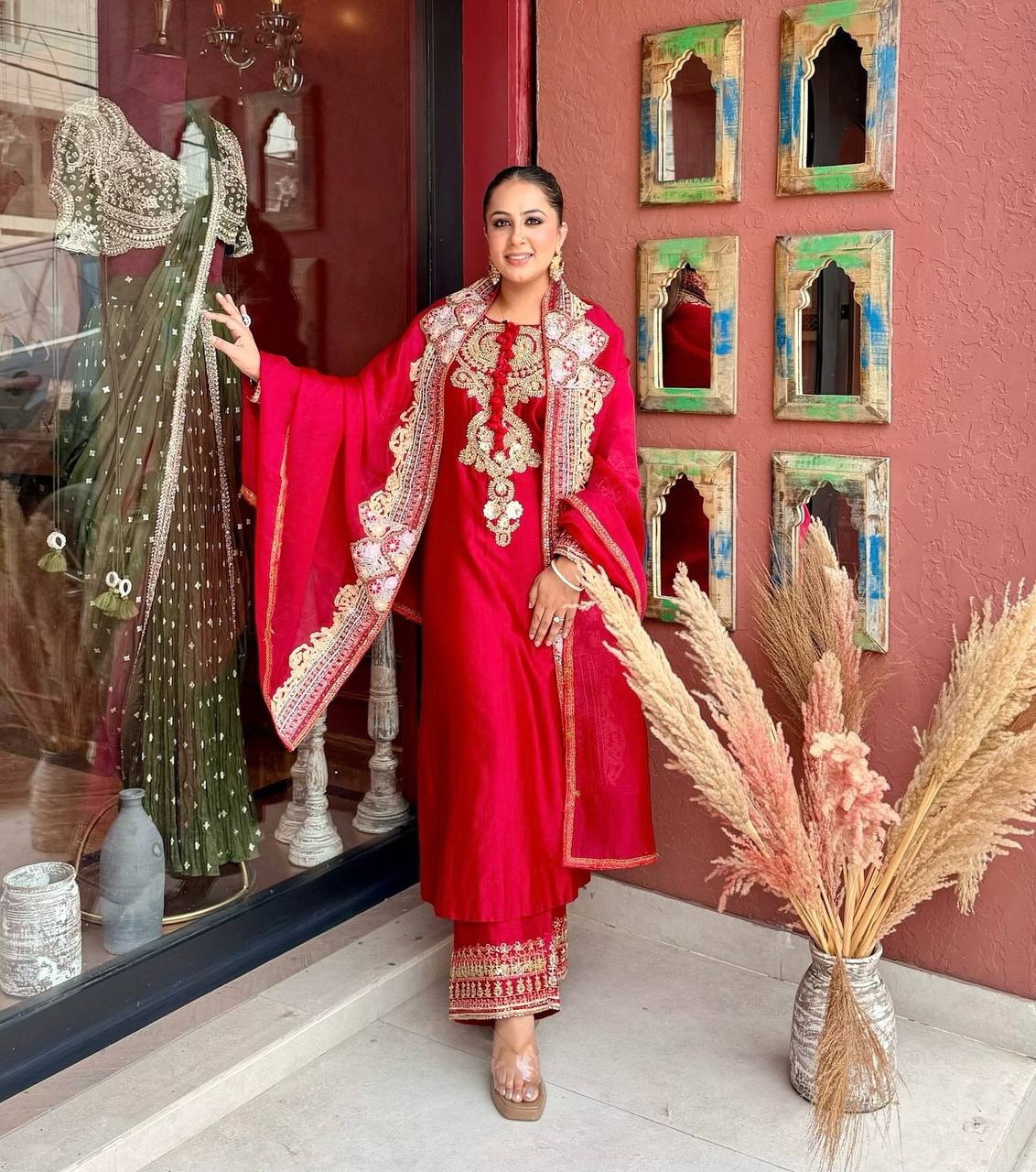 Roman Beads Work Palazzo Set