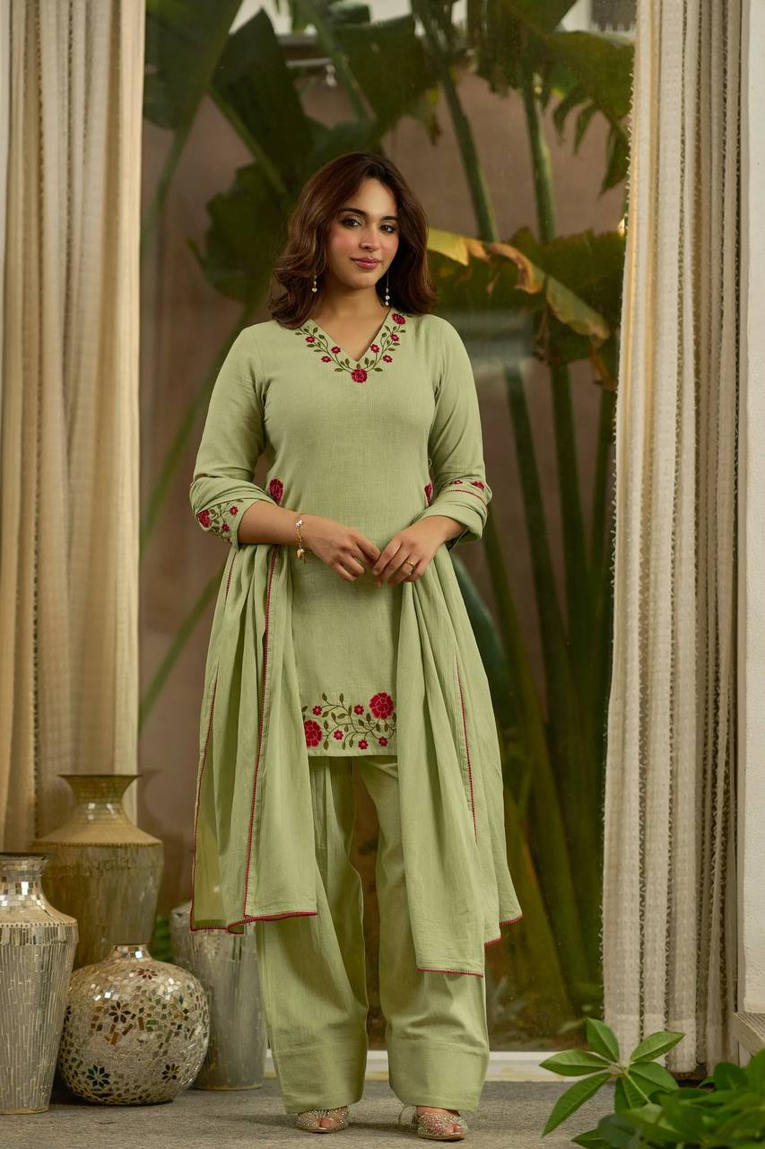 Pistachio Mal Chanderi Farshi Set