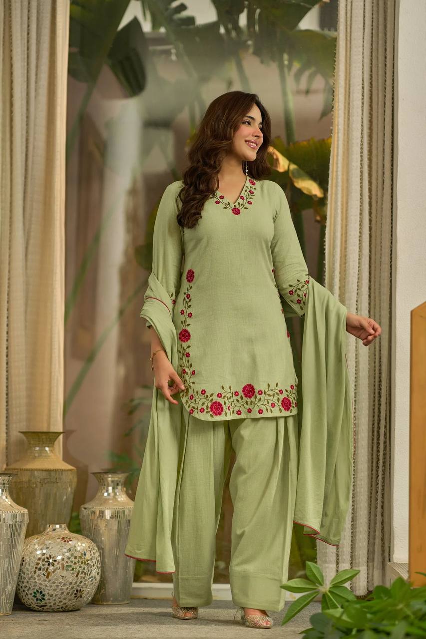 Pistachio Mal Chanderi Farshi Set