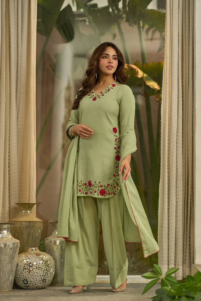 Pistachio Mal Chanderi Farshi Set