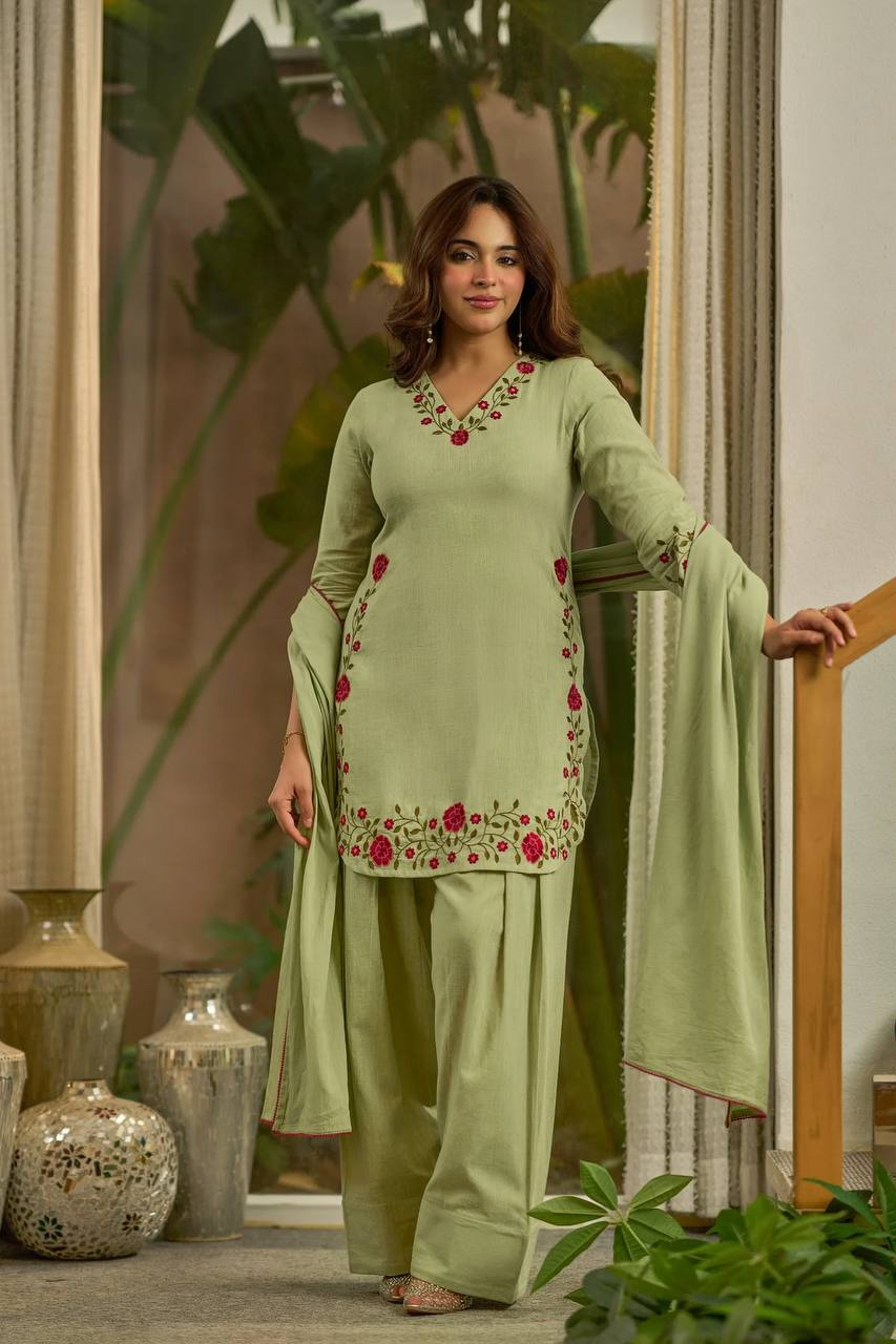 Pistachio Mal Chanderi Farshi Set