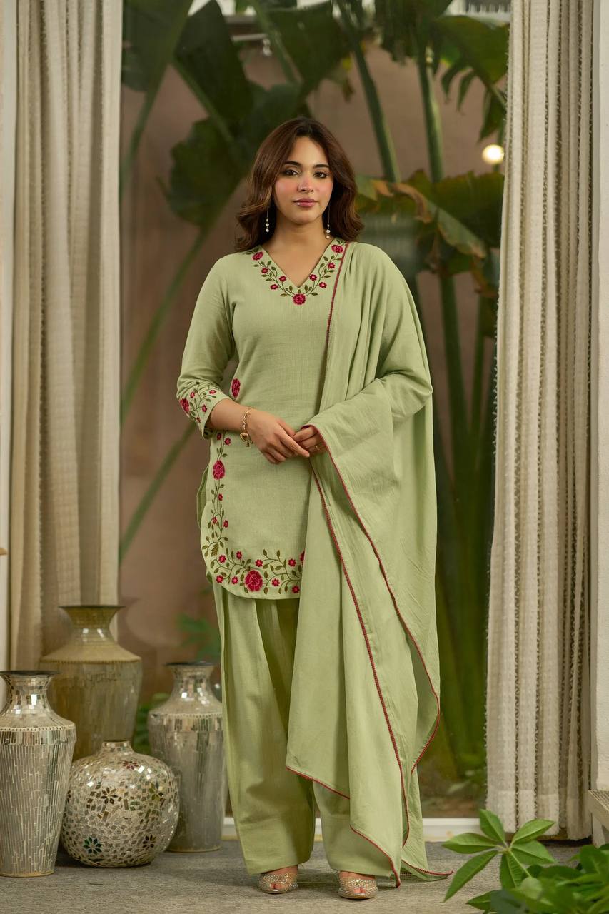 Pistachio Mal Chanderi Farshi Set