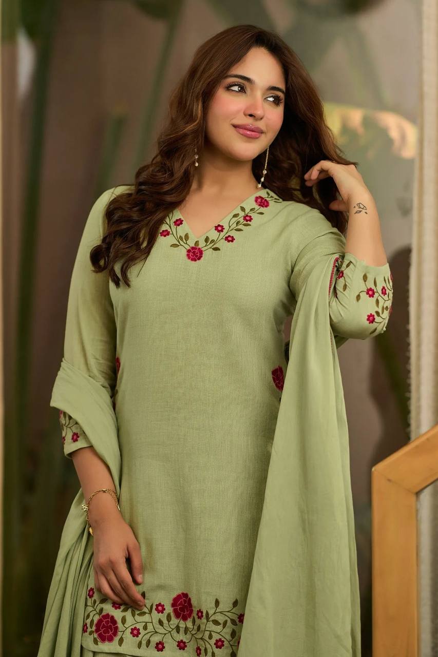Pistachio Mal Chanderi Farshi Set