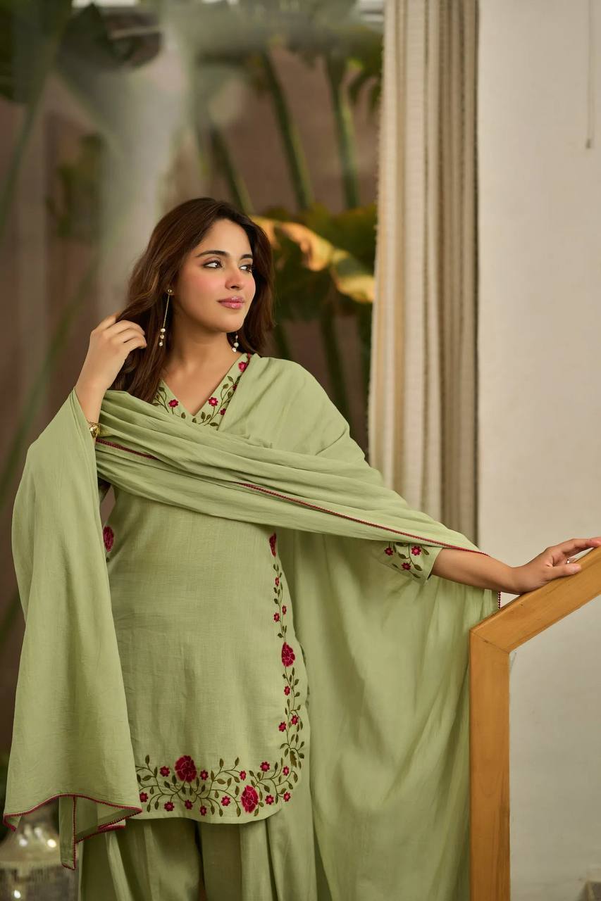 Pistachio Mal Chanderi Farshi Set