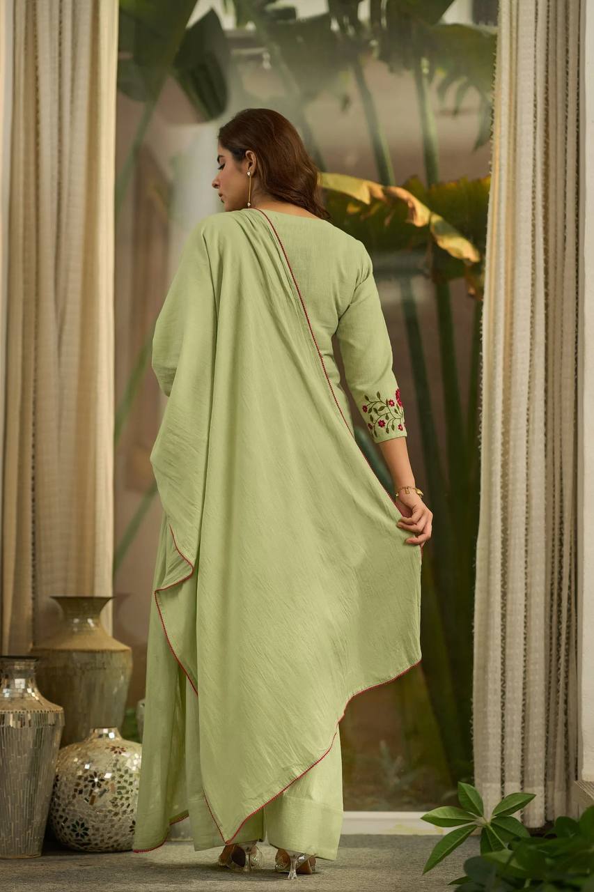 Pistachio Mal Chanderi Farshi Set
