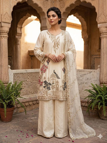 Fendy Beaded Sequin Palazzo Suit