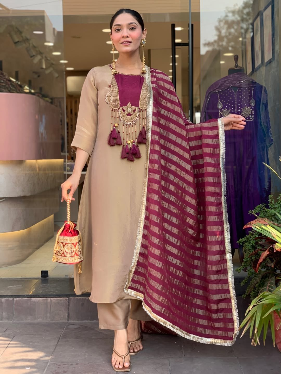 Glass Malai Kanjivaram Kurti Set