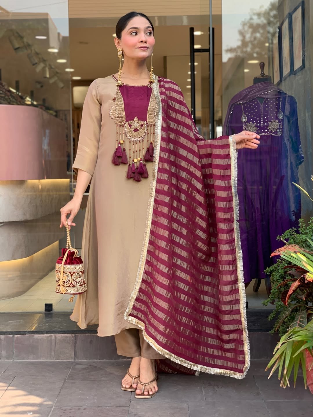 Glass Malai Kanjivaram Kurti Set