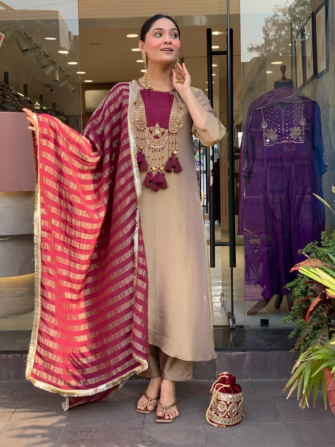 Glass Malai Kanjivaram Kurti Set