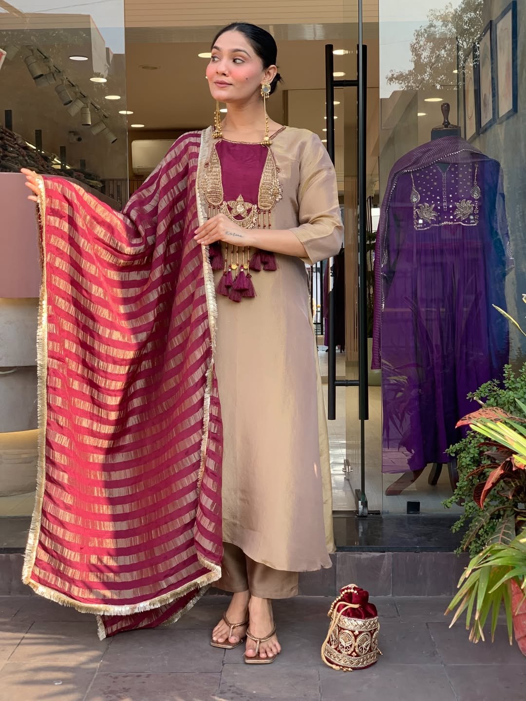 Glass Malai Kanjivaram Kurti Set