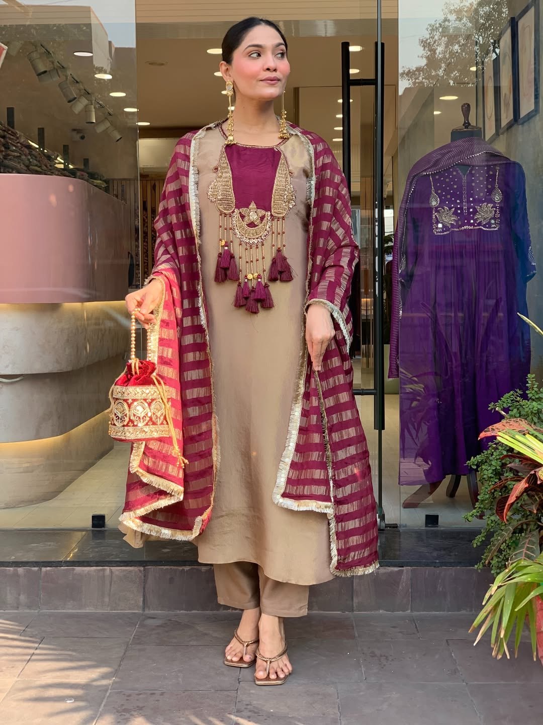 Glass Malai Kanjivaram Kurti Set