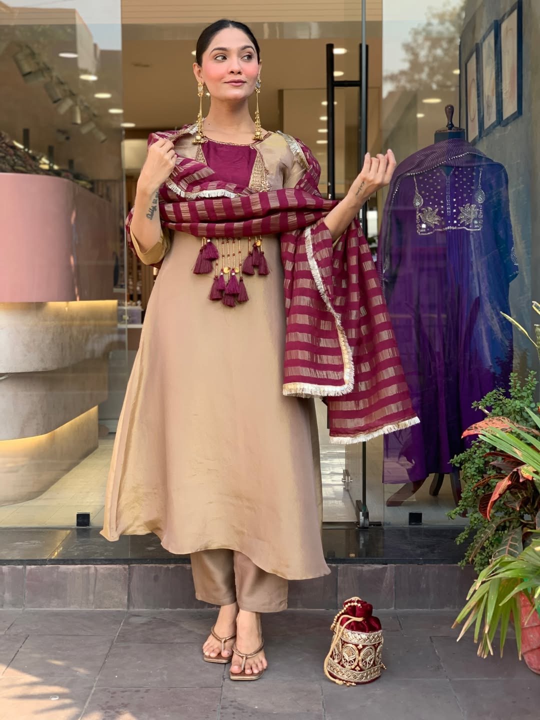 Glass Malai Kanjivaram Kurti Set