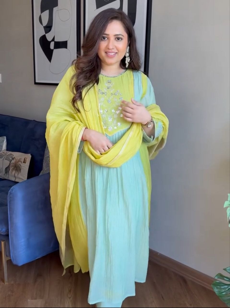 Mul Chanderi Banarasi Anarkali Set