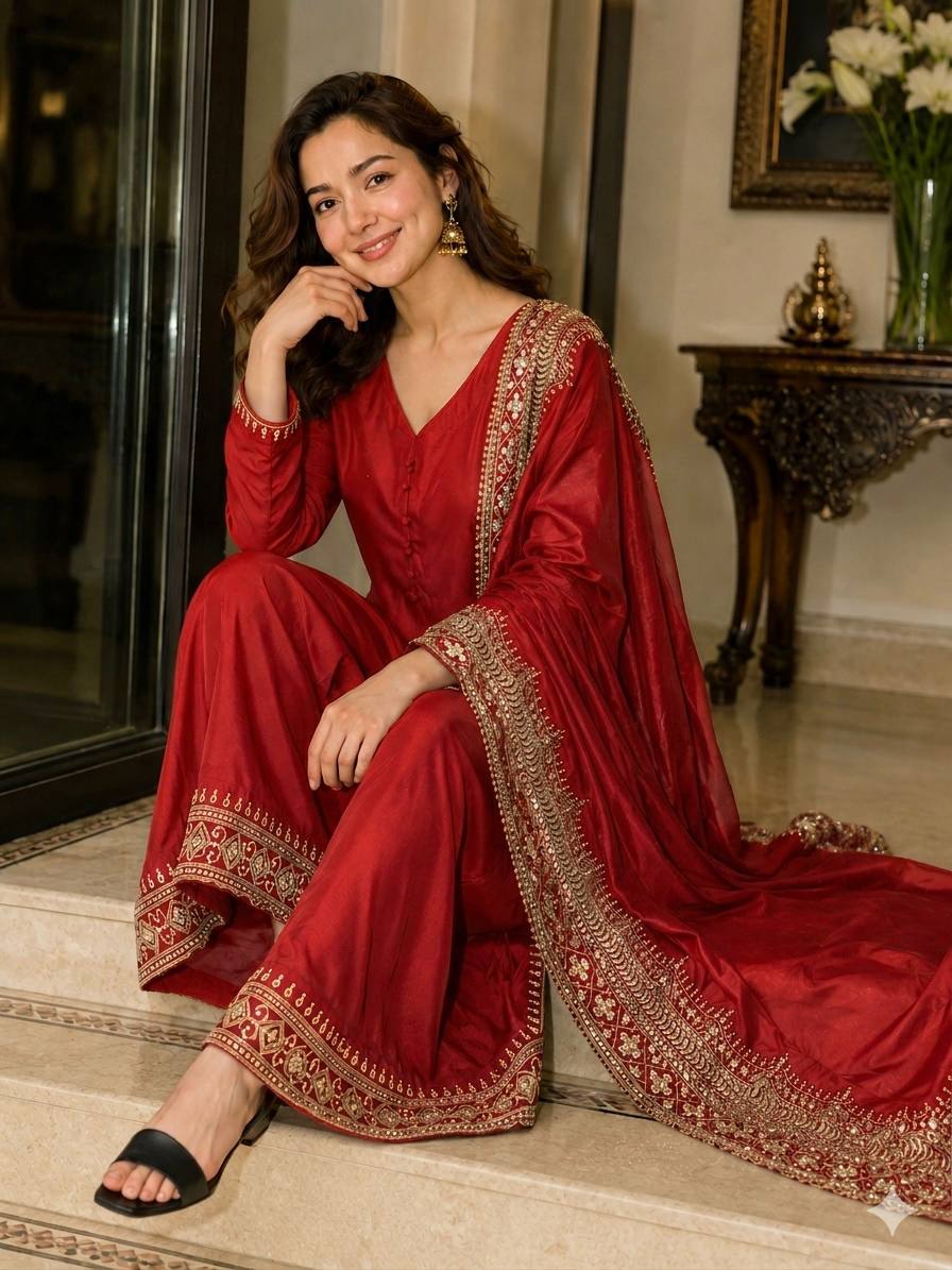 Crepe Silk Embroidered Palazzo Set