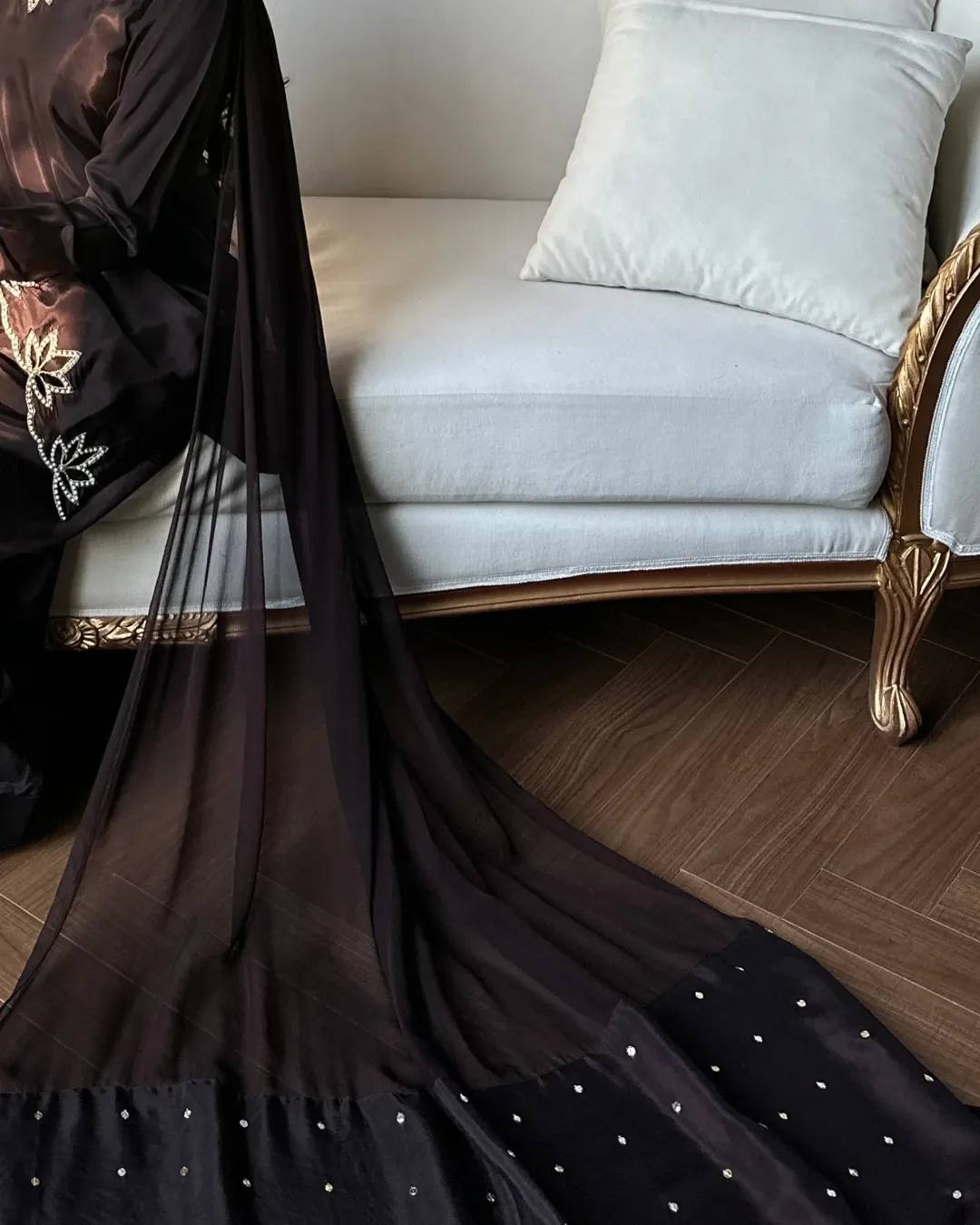 Natural Crepe Embroidered Farshi Set