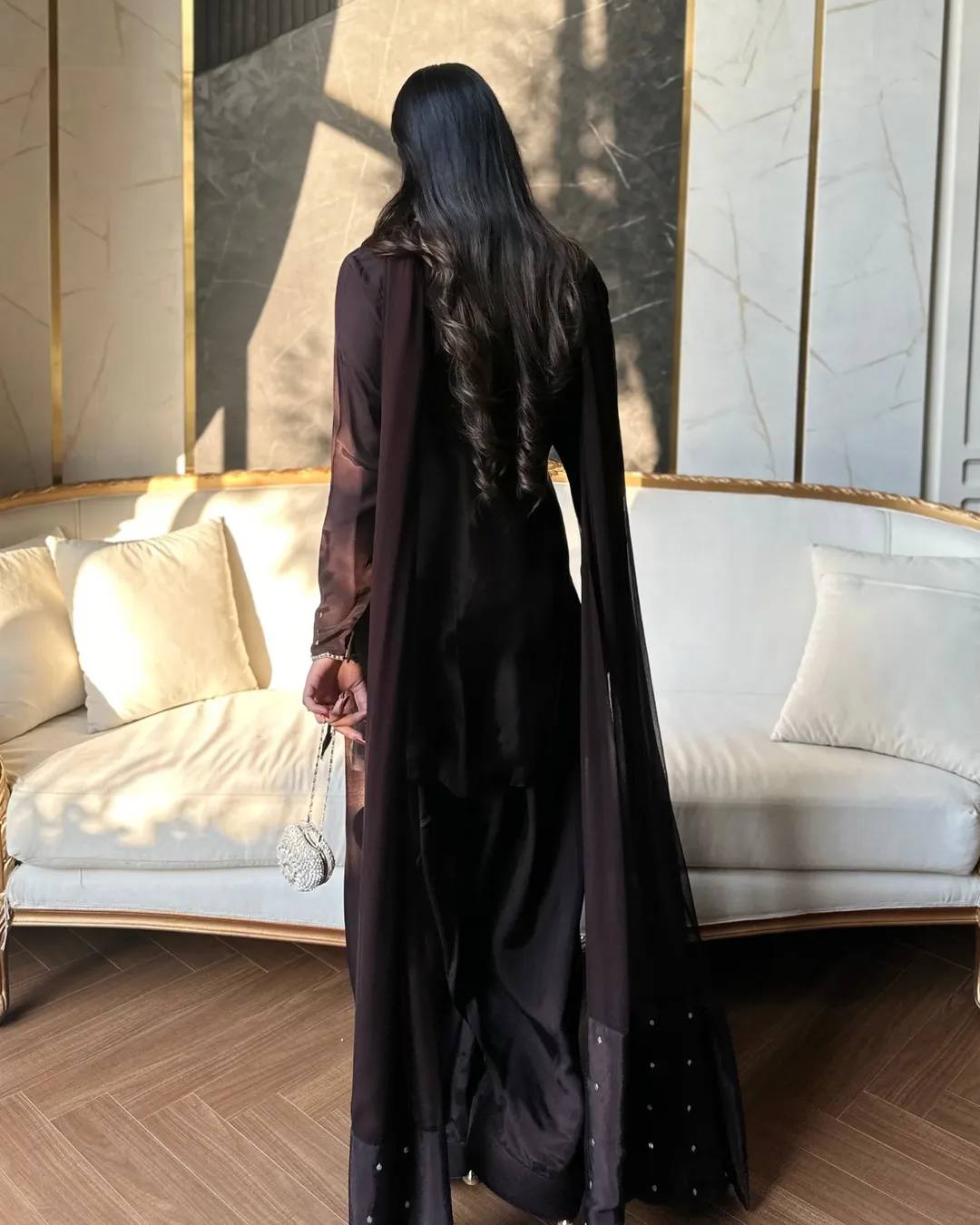 Natural Crepe Embroidered Farshi Set