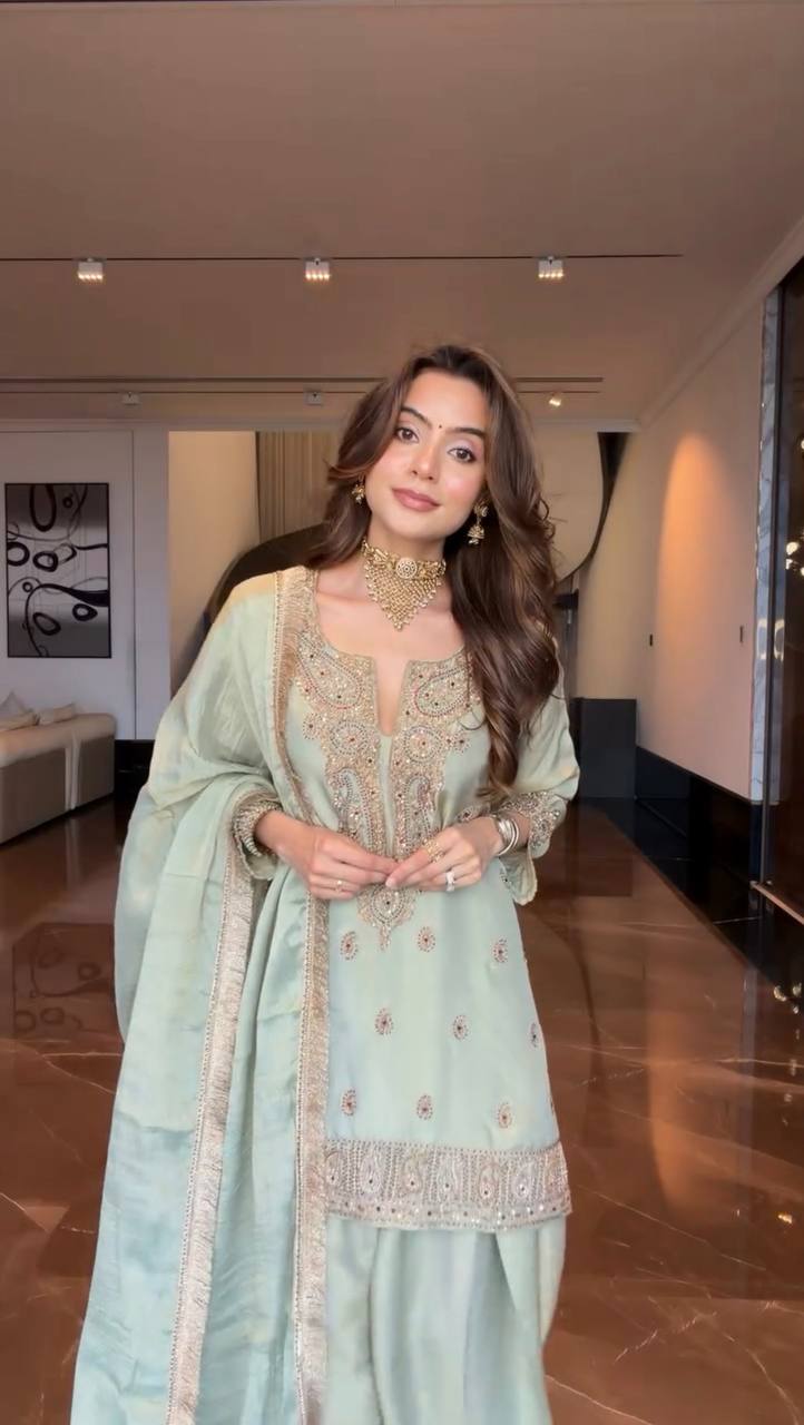 Mint Green Designer Farsi Salwar Suit