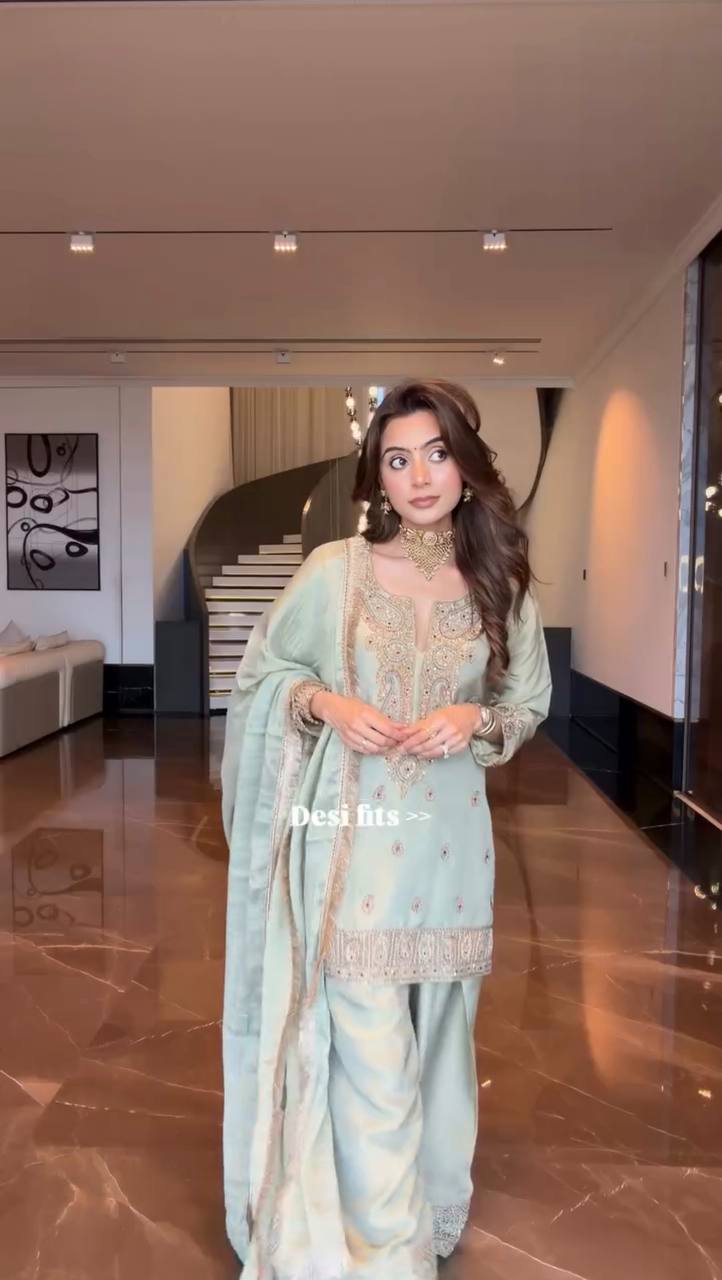 Mint Green Designer Farsi Salwar Suit