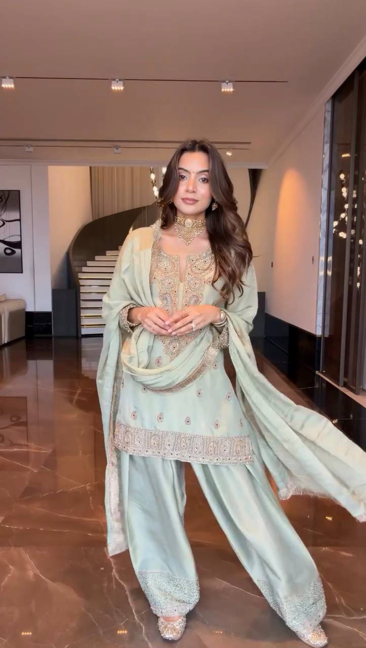 Mint Green Designer Farsi Salwar Suit