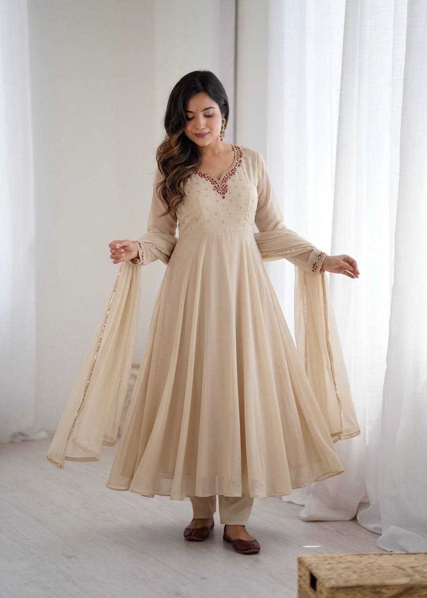 Fox Georgette Handwork Anarkali Set