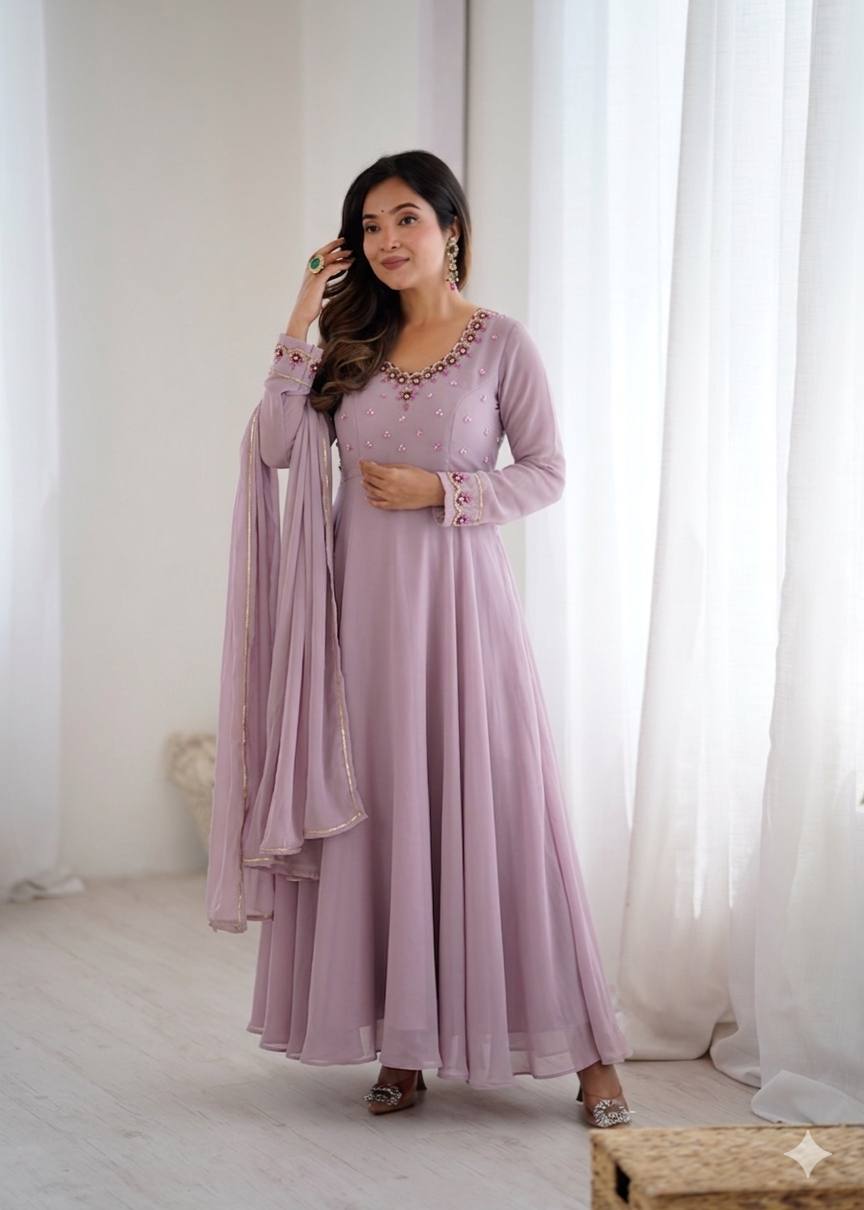 Fox Georgette Handwork Anarkali Set