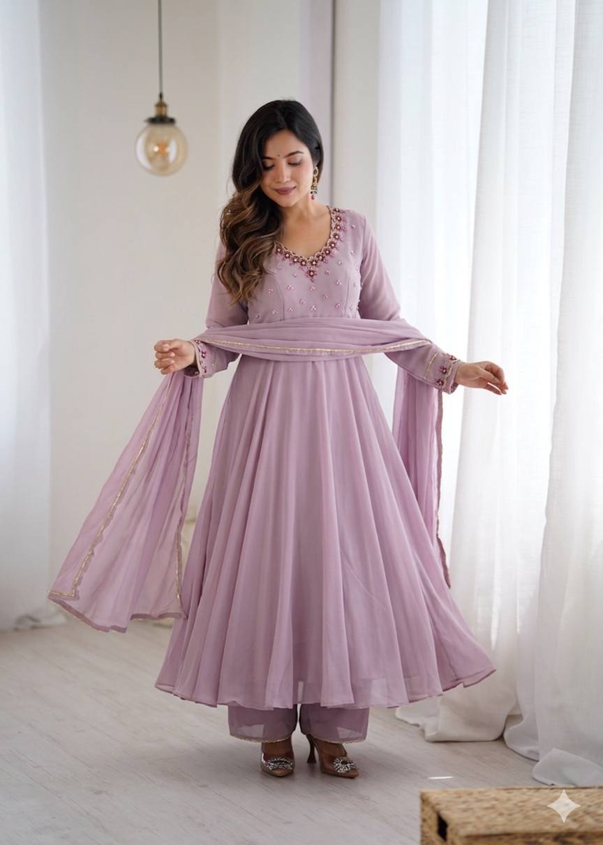 Fox Georgette Handwork Anarkali Set