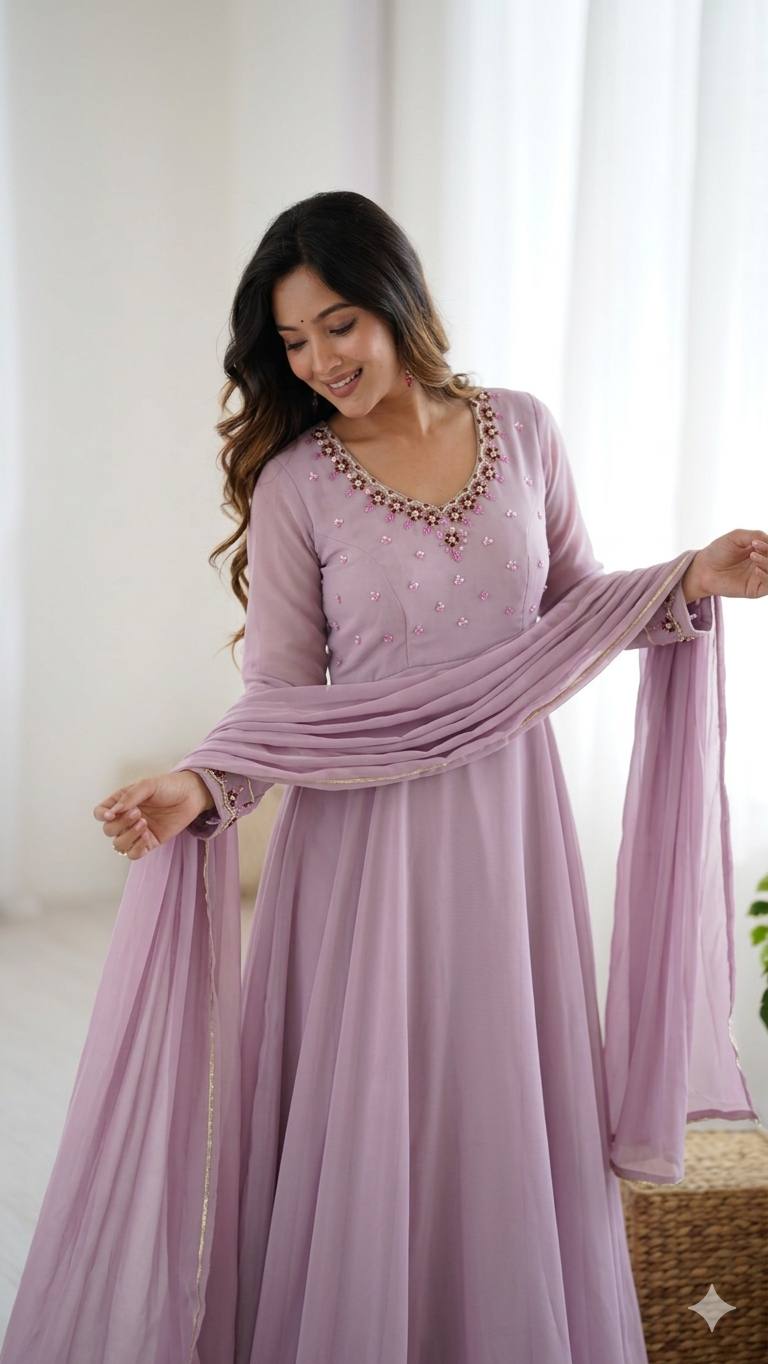 Fox Georgette Handwork Anarkali Set