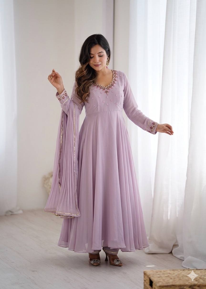 Fox Georgette Handwork Anarkali Set