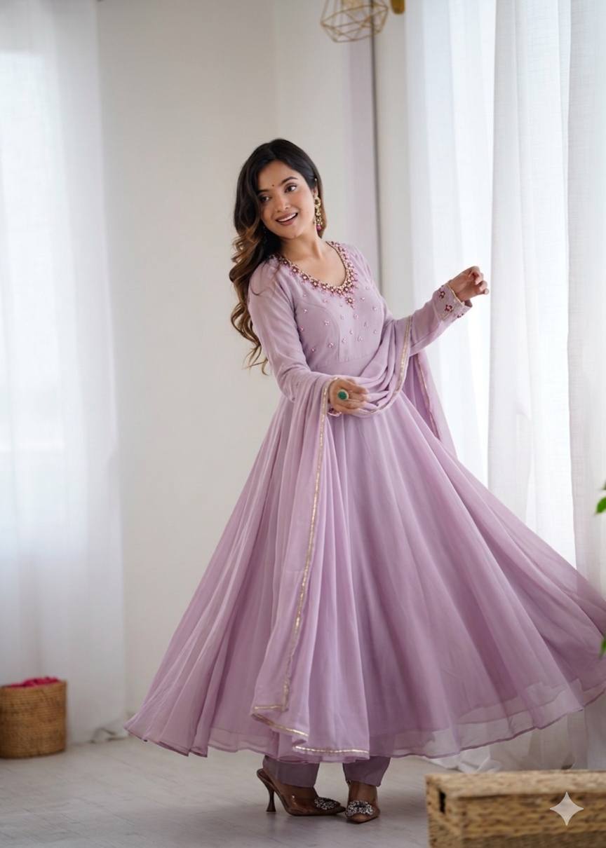 Fox Georgette Handwork Anarkali Set