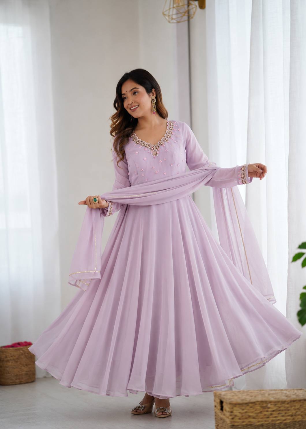 Fox Georgette Handwork Anarkali Set