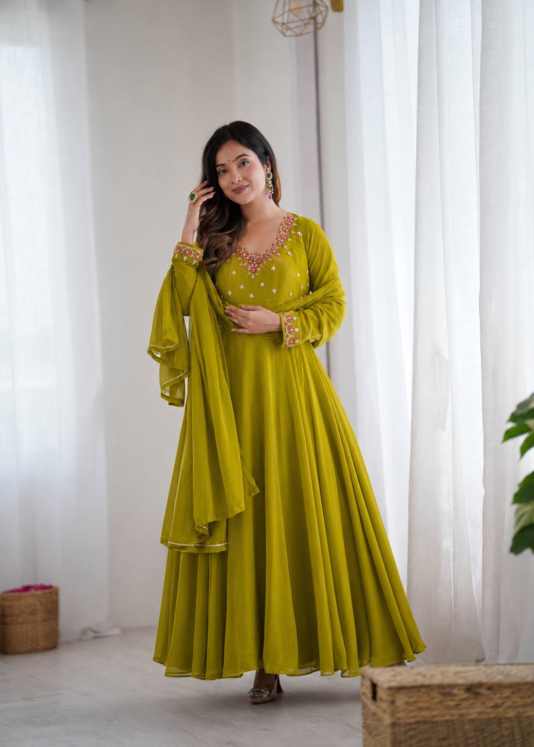Fox Georgette Handwork Anarkali Set