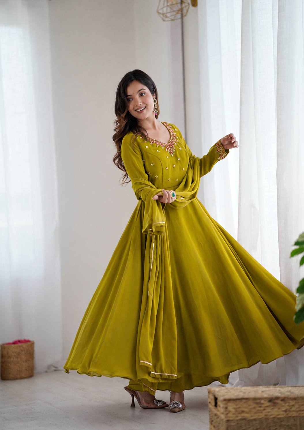 Fox Georgette Handwork Anarkali Set