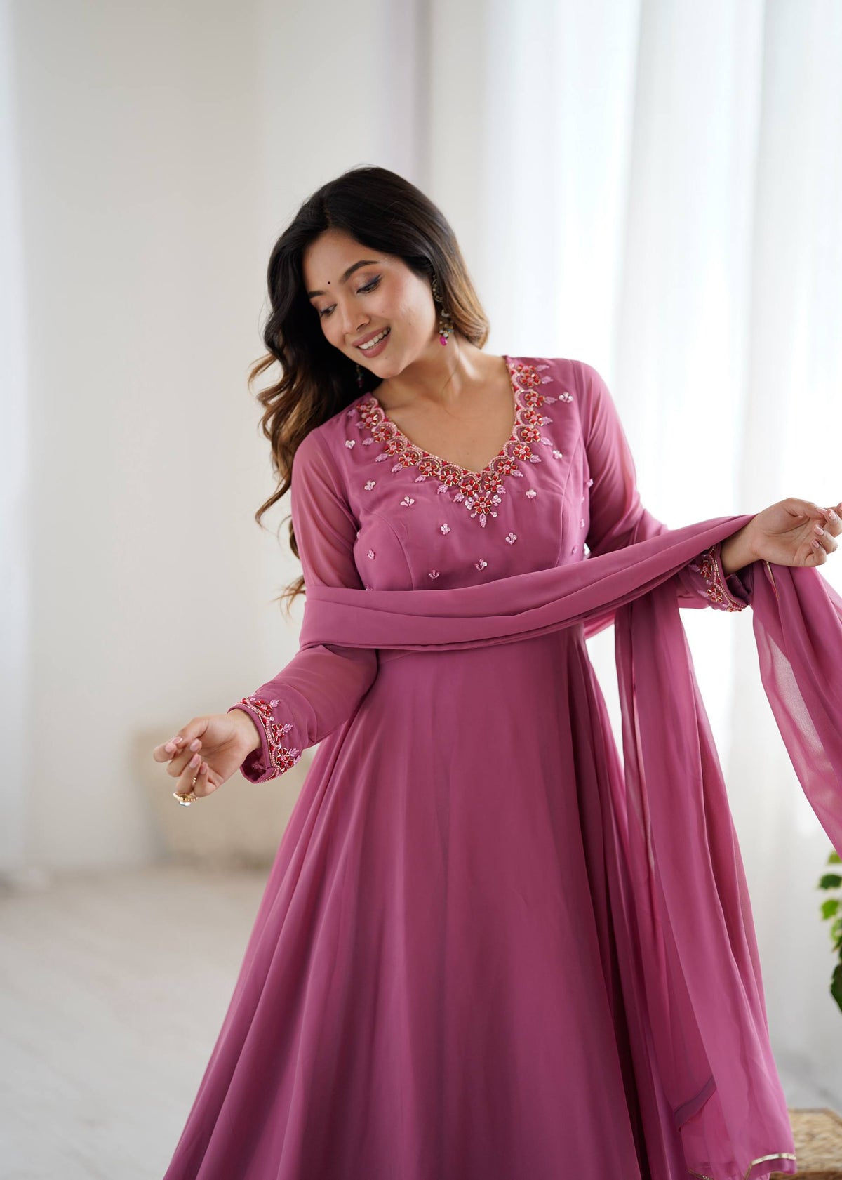 Fox Georgette Handwork Anarkali Set