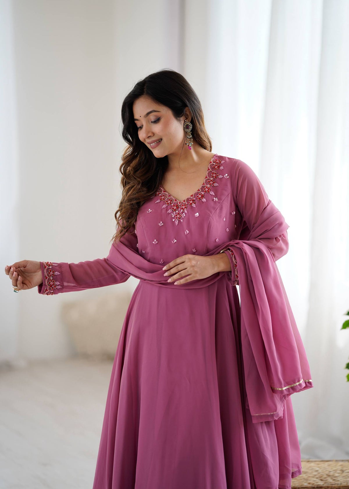 Fox Georgette Handwork Anarkali Set