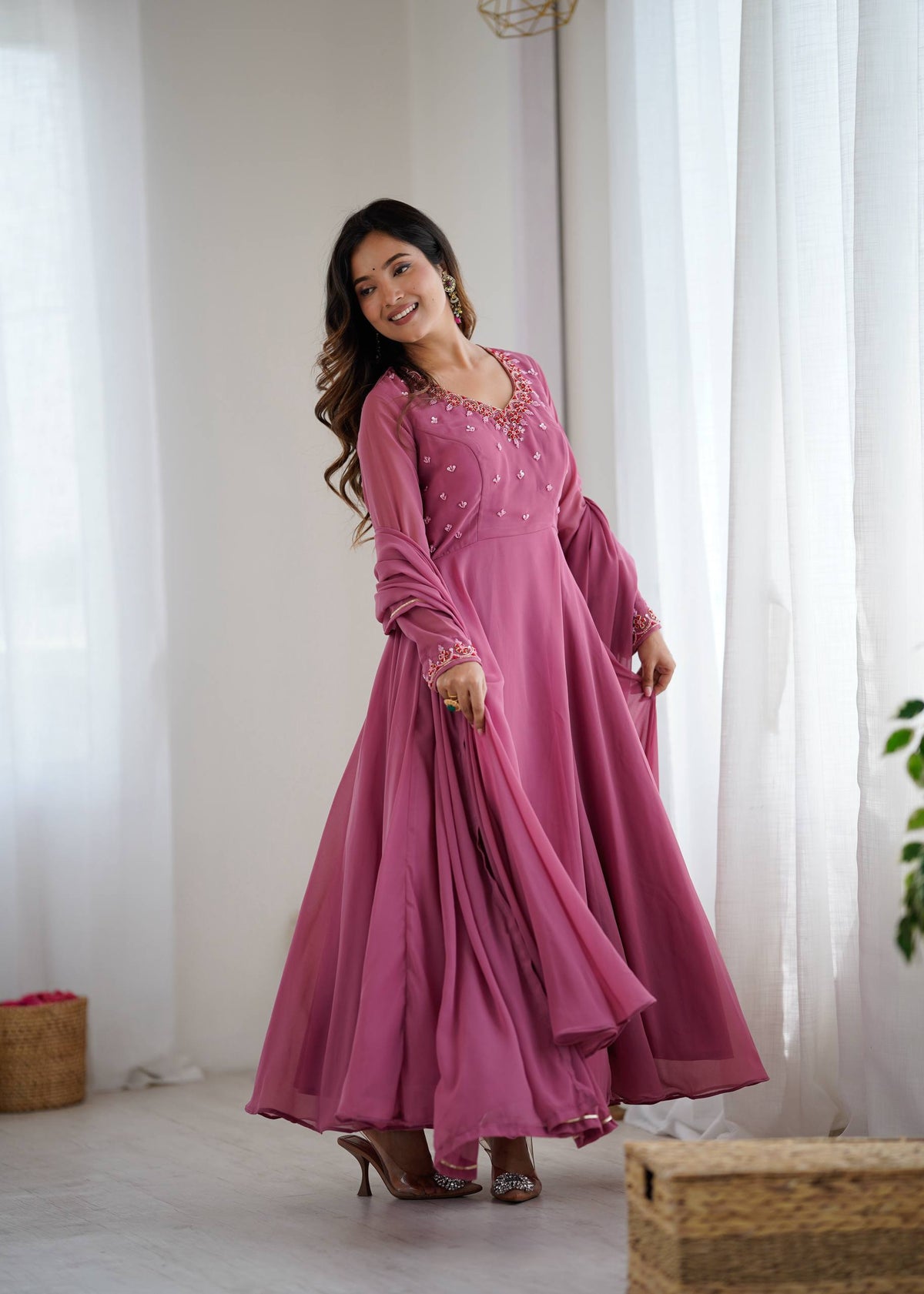 Fox Georgette Handwork Anarkali Set